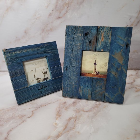 Azzure Home Blue Rustic Distressed Picture Frames - Picture 1 of 9